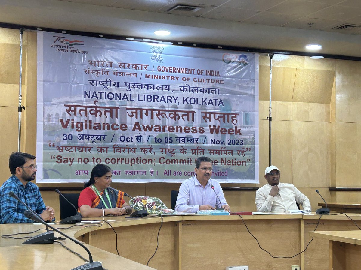 NationalLib_GoI's tweet photo. [2/2] Dr. Preeti Mahto, Chief Vigilance Officer, Syama Prasad Mukherjee Port, Kolkata attended this program as a guest lecturer. This program was chaired by the DG @DrAPSingh_BHU and the introductory address of this program was given by PLIO, Dr. Siva Prasad Senapathi. https://t.co/lHeY8s3IaH
