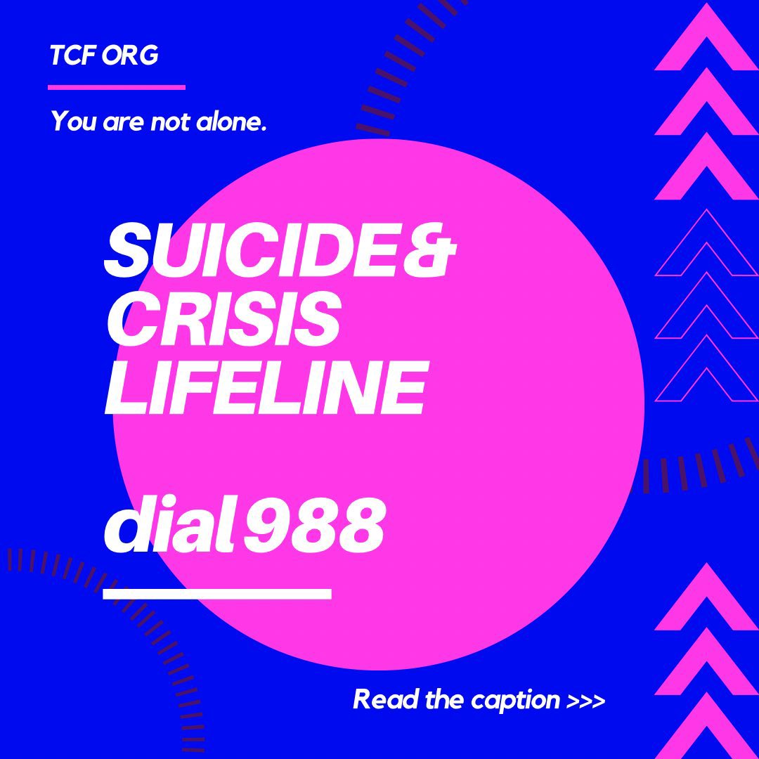 tcf_org_'s tweet photo. SHARE THIS!

U.S. Suicide &amp; Crisis Lifeline: 988

The Trevor Project: 866-488-7386.

Suicide is not an option. You are not alone.

There are people who love and support you.

https://t.co/pvBZxKuTpX

Donate here: 
TransCrowdFund: https://t.co/98pUajbRg2
OR https://t.co/wHgopomdwC https://t.co/LAwGgF61nP
