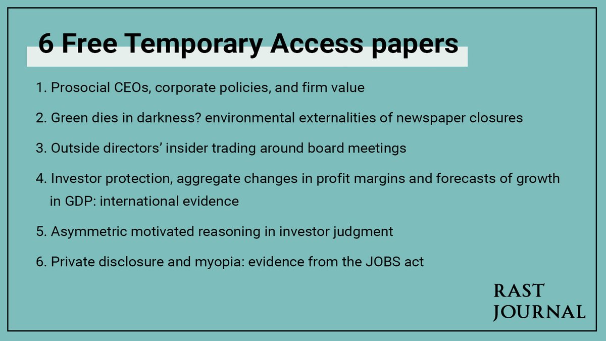 Looking for some weekend reading ideas? Here's what we recommend:

1. bit.ly/3tXoQIA
2. bit.ly/3Sui9b5
3. bit.ly/3Qk3tZz
4. bit.ly/3QmiOZx
5. bit.ly/40lAby2
6. bit.ly/3SlcTGN

#Freetoaccess limited time only!