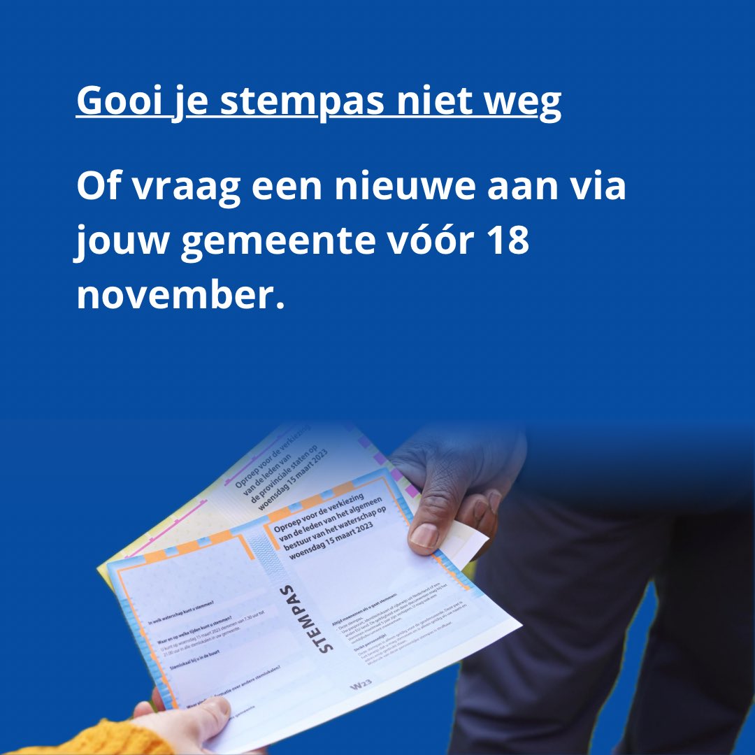 Attentie! Heb je je stempas al binnen? Zo niet, of heb je m weggegooid? Vraag voor 18 november een nieuwe aan bij jouw gemeente. Voor het stemmen heb je een identiteitskaart en een stempas nodig op 22 november 2023. #verkiezingen (dit bericht is opnieuw geplaatst)