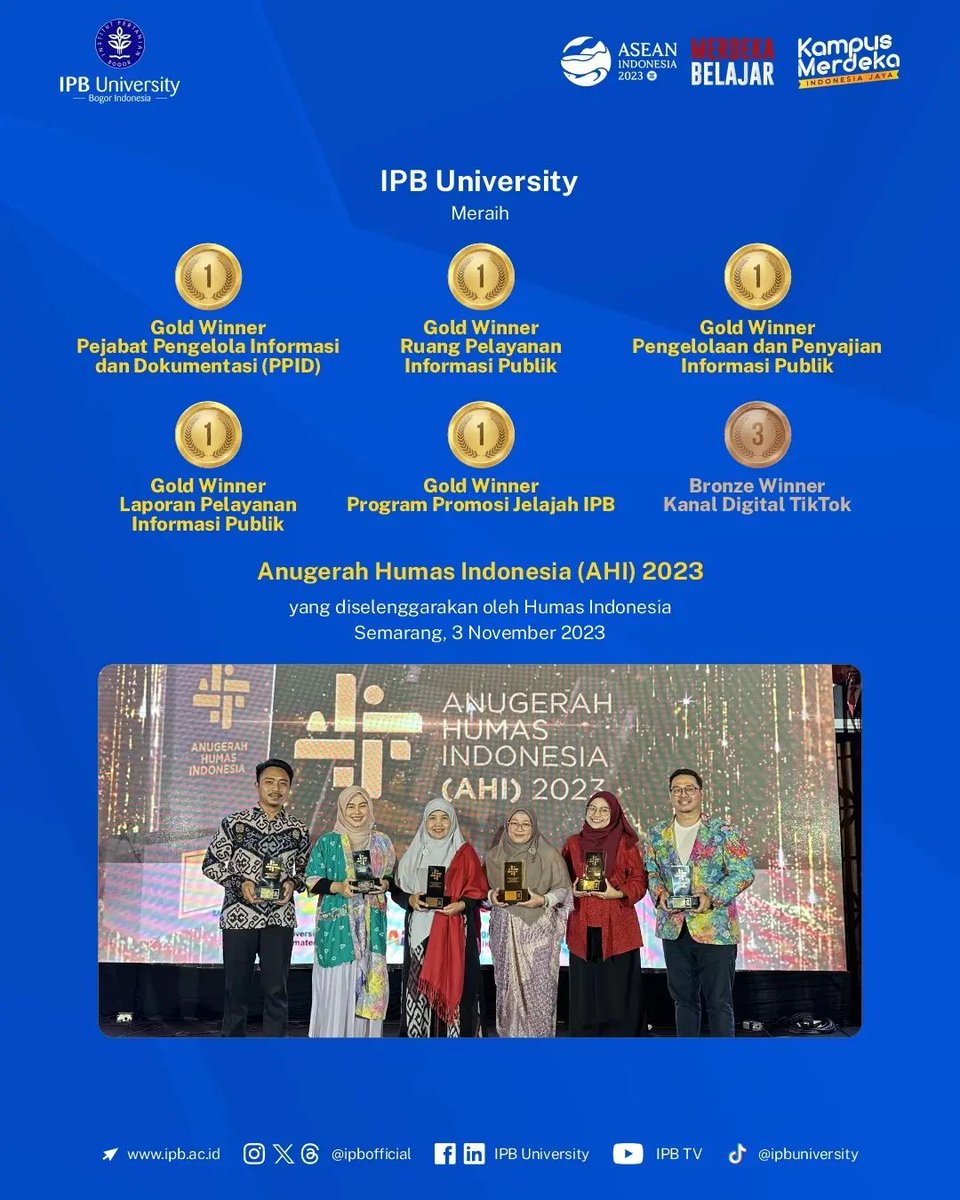 ppidipb's tweet photo. #PrestasiIPB
Emas memang menawan
Kami jadikan ia sebagai warna pembangkit semangat kami untuk terus menjadi institusi informatif terbaik

Terima kasih atas kontribusi terbaik seluruh pihak
Jayalah kampusku, IPB Digdaya!

#IPBUniversity
#IPBNesian
#KampusTerbaik
#KampusMerdeka https://t.co/OmJrIZF7zb