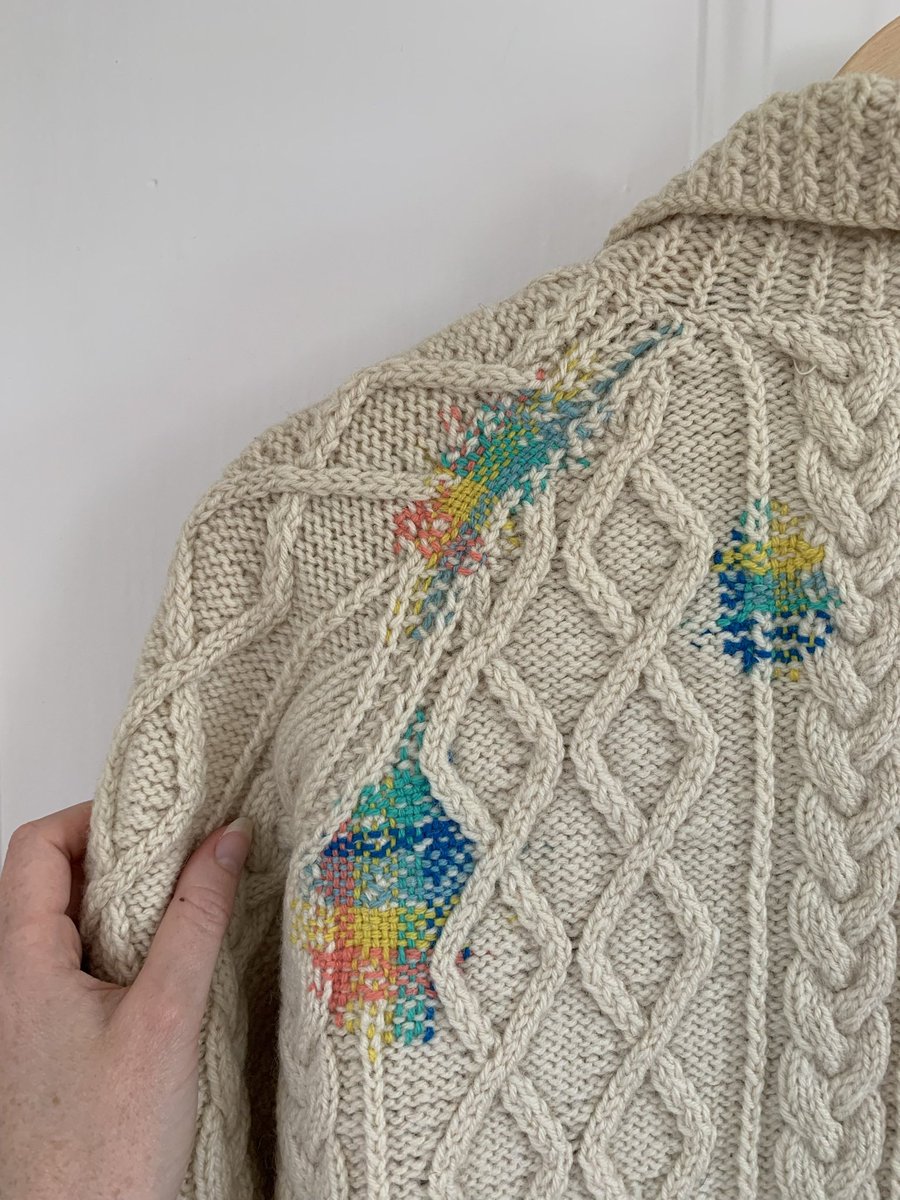 collingwoodnorr's tweet photo. Celebrating the ageing process with colour! Moth damage does not have to mean the end of your knitwear! 

#visiblemending #darning #repair #makedoandmend #reducewaste #lovedclotheslast #SustainableLiving https://t.co/q8OdqyGgjp
