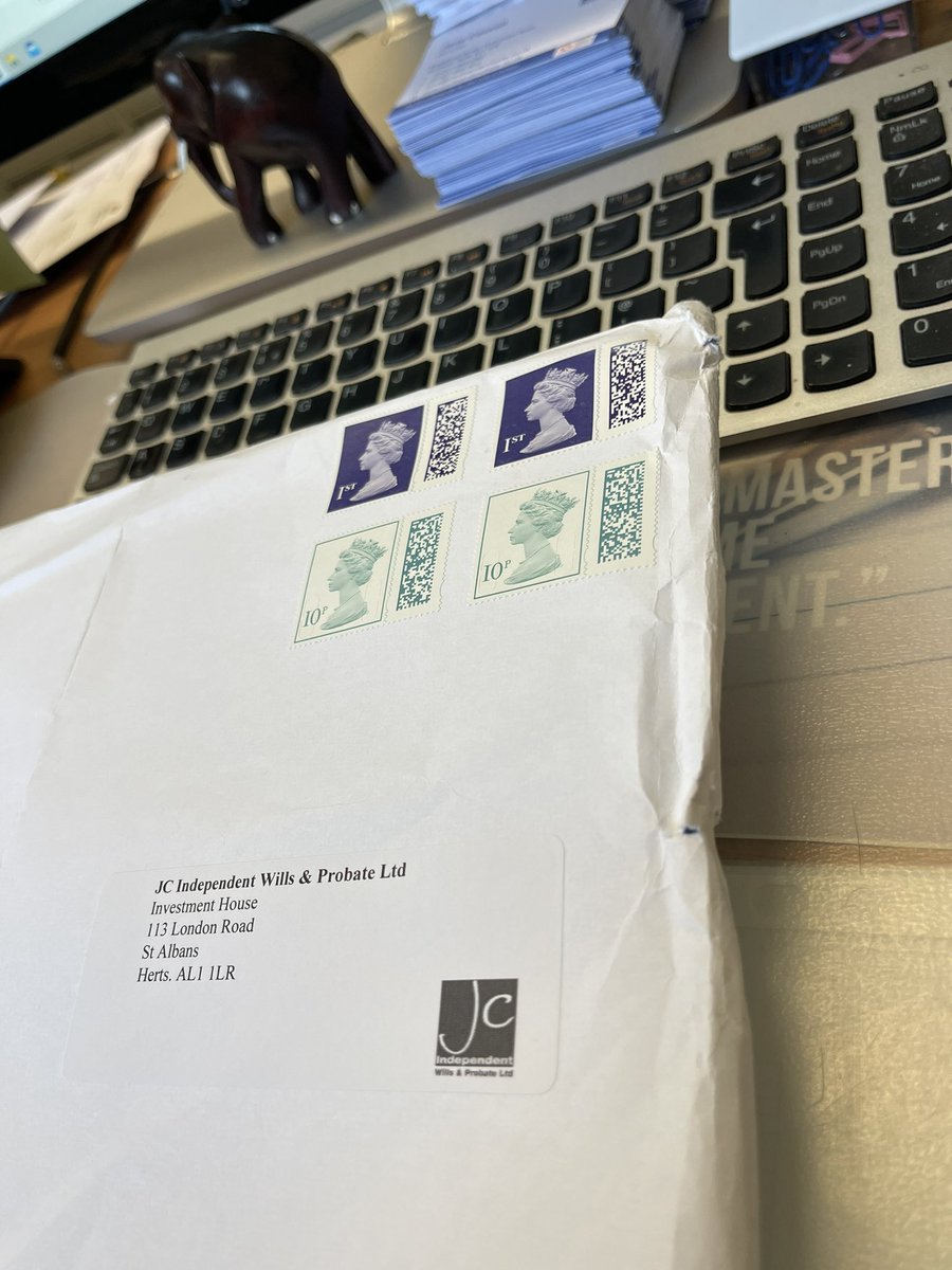 JCWillsProbate's tweet photo. Feeling grateful this soggy envelope reached my office still in one piece… just! JCx
#Wills #LPAs #ImportantDocuments #ProfessionalStorage #SaturdayPost #MyChoice #SelfCare #grateful https://t.co/HYfct0gxnL