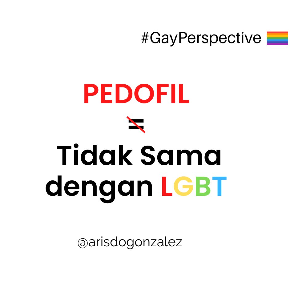 arisdogonzalez's tweet photo. TW//Pedofilia
Pedofil itu bukan LGBT
Penting untuk kita memahami perbedaan antara "Pedofil" dan “LGBT.” Dalam thread ini, kita akan sama-sama membahas perbedaan antara keduanya.
*Disclaimer: ini adalah sebuah sharing dan merupakan topik yang serius untuk dibahas
#GayPerspective🏳️‍🌈 https://t.co/IrlmX1igzR