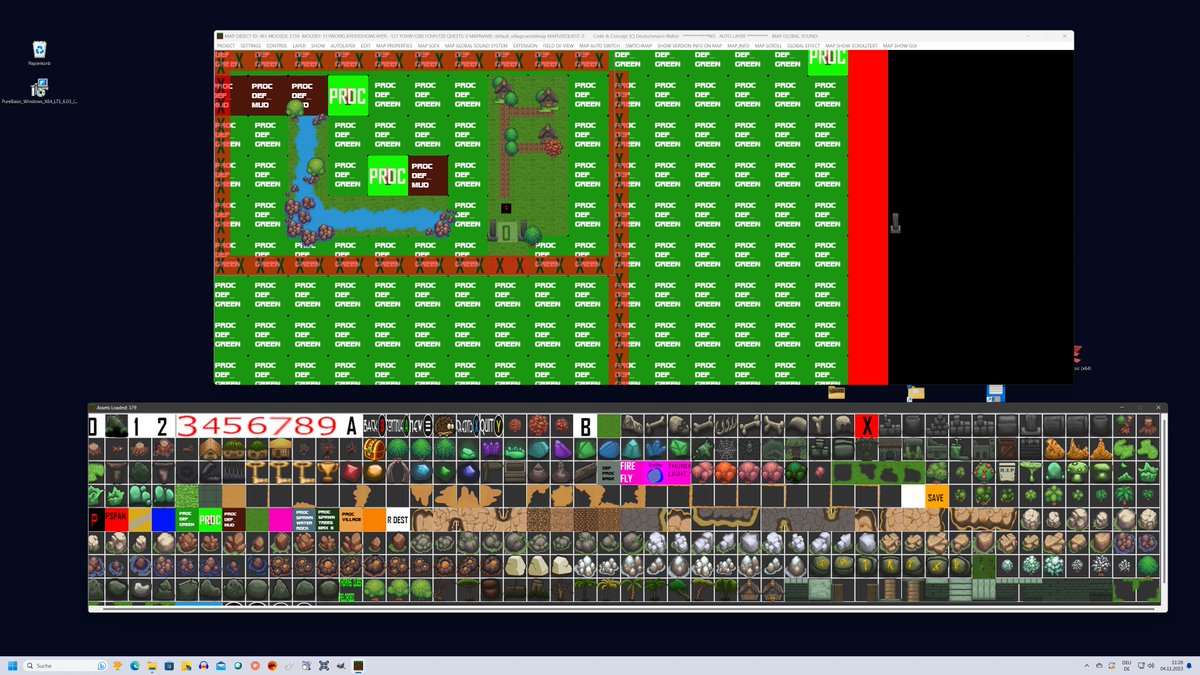 dowen_mark's tweet photo. small updates and bug fixes, not enough time for more :) day/night system bug fixed, procedural and predesigned mapcreation in combination #indiedev #indiegames #itchio #purebasic #madewithbasic #IndieGameDev https://t.co/AW28SP1oNv