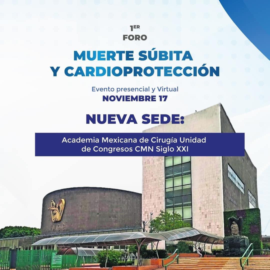 911EDiaz's tweet photo. 1er Foro de Muerte Súbita y #Cardioprotección #juntosvamuertesubita 🫀🫀
Formato: presencial y virtual 🎥
🗓️Viernes 17 de noviembre 2023
Auditorio Academia Mexicana de Cirugía unidad de congresos CMN Siglo XXI IMSS #JuntosVsMuerteSubita
🔰REGISTRO : https://t.co/mfbajEwjUp 
INFORMES: BECAS GRUPOS DE ENFERMERÍA Y RESIDENTES smme.edu@gmail.com