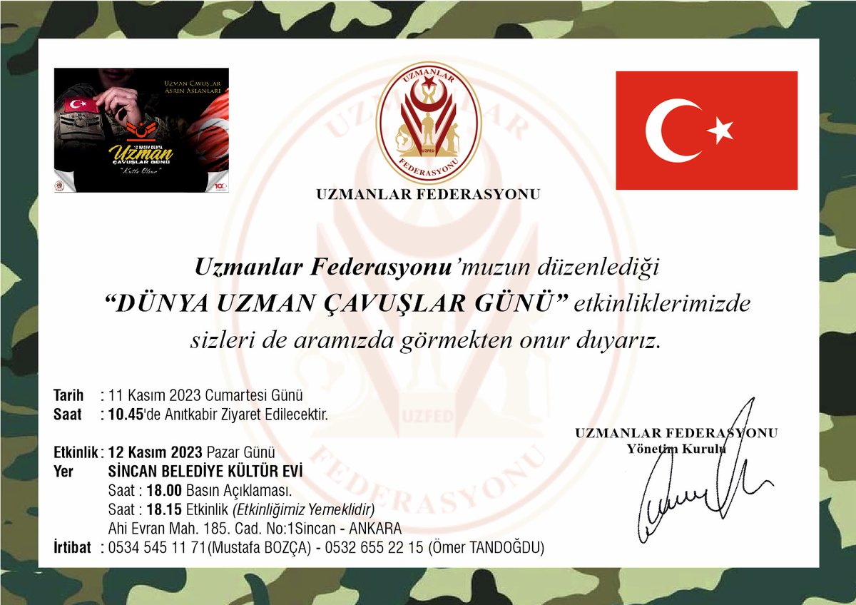 Gün Uzman Çavuşlar ın günüdür.
Gün Kahramanlara ses verme 
Gün Kahramanların yanında olma 
       Günüdür.
Gün vefa günüdür 
<a href="/alitilkici38/">Ali Tilkici 🇹🇷</a> 
#UzmanÇavuş