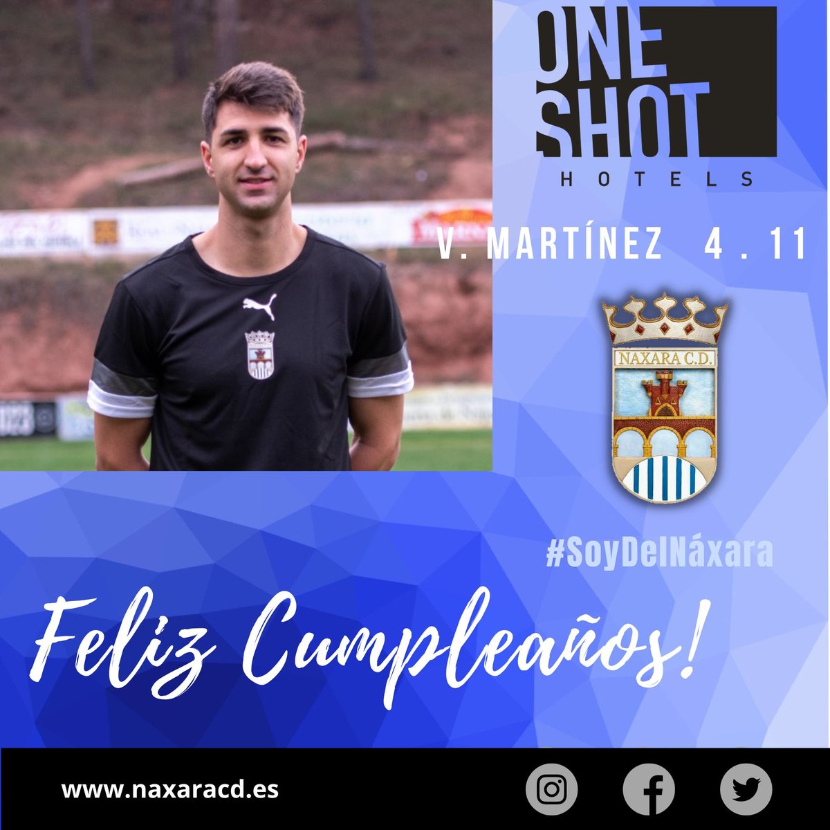 Hoy celebramos el cumpleaños de uno de nuestros jugadores #VMartinez que pases un gran día y mañana podamos celebrarlo.

¡¡¡ FELICIDADES V. MARTÍNEZ !!! 

#TeLoVasAPerder #2RFEF 
#AúpaNáxar #SoyDelNáxara 
#90AñosNoEsNada