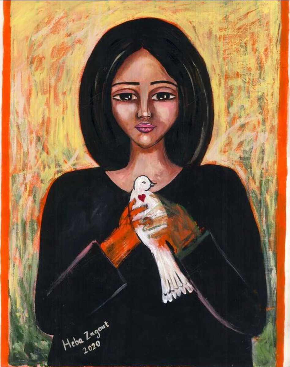 À la mémoire de l’artiste Heba Zagout, tuée dans un bombardement à Gaza avec ses deux enfants le 13 octobre… 🥲🥲🥲🕊️🕊️🕊️