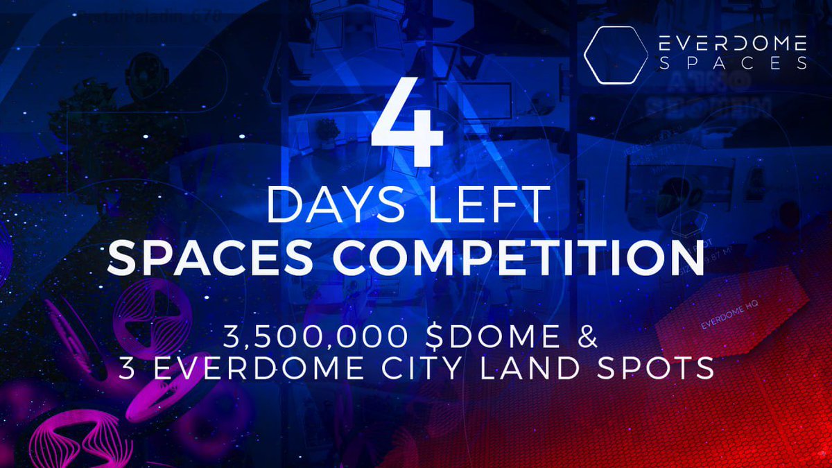 残り時間は刻々と迫っている⏰  $DOMEと火星へのスポットを手に入れるには、あと4日しかない😱

💰 賞金総額3,500,000 $DOME
🏓 Everdome City Land Spots 3つ

📅当選者決定 - 11月8日 14:00 (CET)
日本時間：22:00

エントリー👉everdome.io/news/everdome-…
#EverdomeSpaces