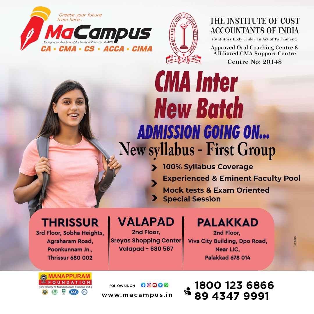 MacampusTcr's tweet photo. MaCampus
(Manappuram Academy of Professional Education)
Punkunnam Jn, Thrissur-02
Call : 1800 123 6866, 8943479991 https://t.co/FJRiKpF8zn