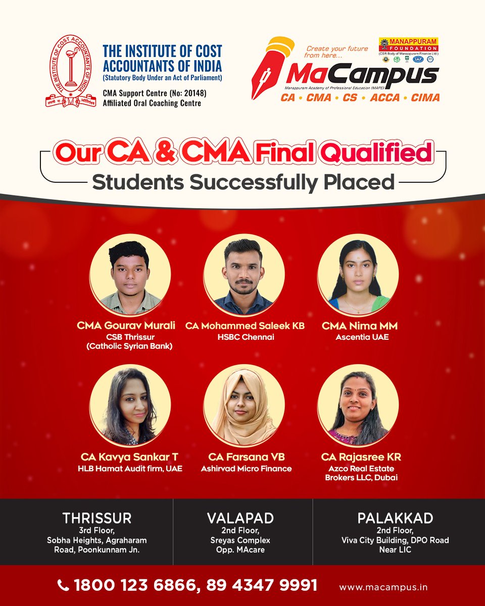 MacampusTcr's tweet photo. MaCampus
(Manappuram Academy of Professional Education)
Punkunnam Jn, Thrissur-02
Call : 1800 123 6866, 8943479991 https://t.co/raLmWfVXmX