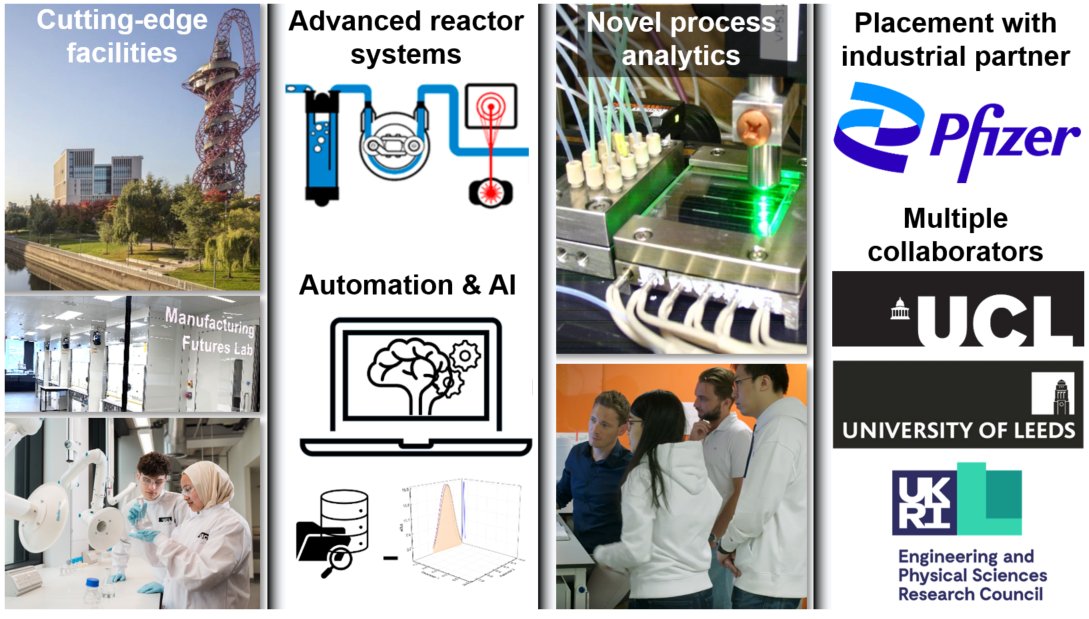 Fully funded DTP-CASE PhD studentship with me and <a href="/Pfizer_UK/">Pfizer UK</a> on Smart Reactor Platforms. Be part of the EPSRC DigiScale project  (EP/X024237/1), join the new Manufacturing Futures Labs, apply before 08/01/2024. ▶️ucl-epsrc-dtp.github.io/2024-25-projec…

#DigitalTwins #AI #Automation #Industry40