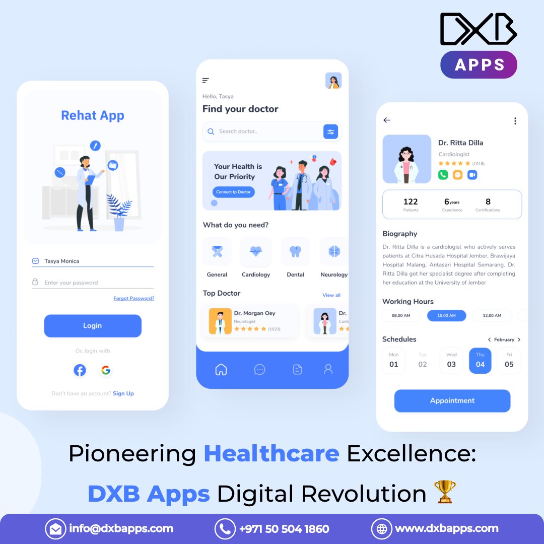 DxbTechnologies's tweet photo. Revolutionizing Healthcare Services in Dubai 🌡️🏥
DXB APPS is at the forefront of healthcare app development in Dubai.
https://t.co/KykI2sVyd3

#HealthcareInnovation #DXBAPPS #DubaiHealthcare #HealthTech #PatientCare #AppDevelopment #DubaiTech #HealthcareApps #HealthcareAppDev https://t.co/KkJoLDfzqQ