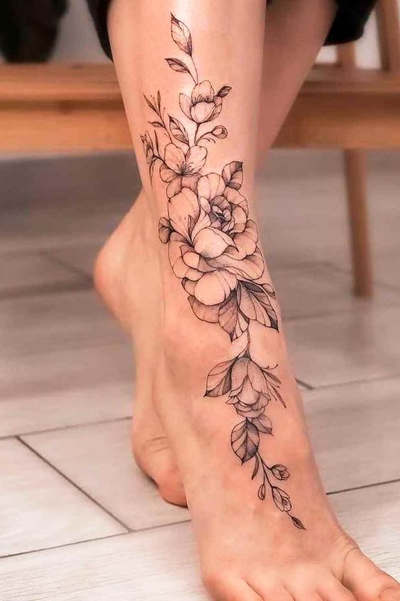 Flower Ankle Tattoo - Etsy Norway