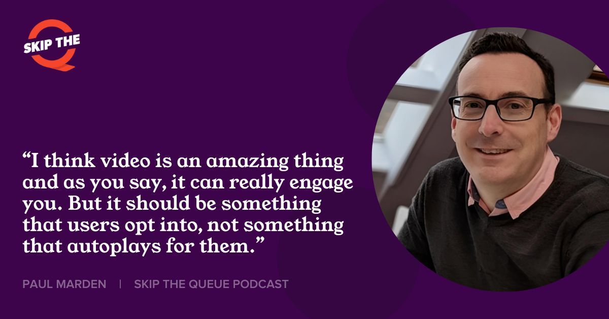 skip_the_queue's tweet photo. “I think video is an amazing thing and as you say, it can really engage you. But it should be something that users opt into, not something that autoplays for them.”
@paulmarden @rubbercheese
▶️ https://t.co/8Qmbzeh36n
#AttractionsWebsiteReport #MobileOptimisation https://t.co/KbeOvr2O4l