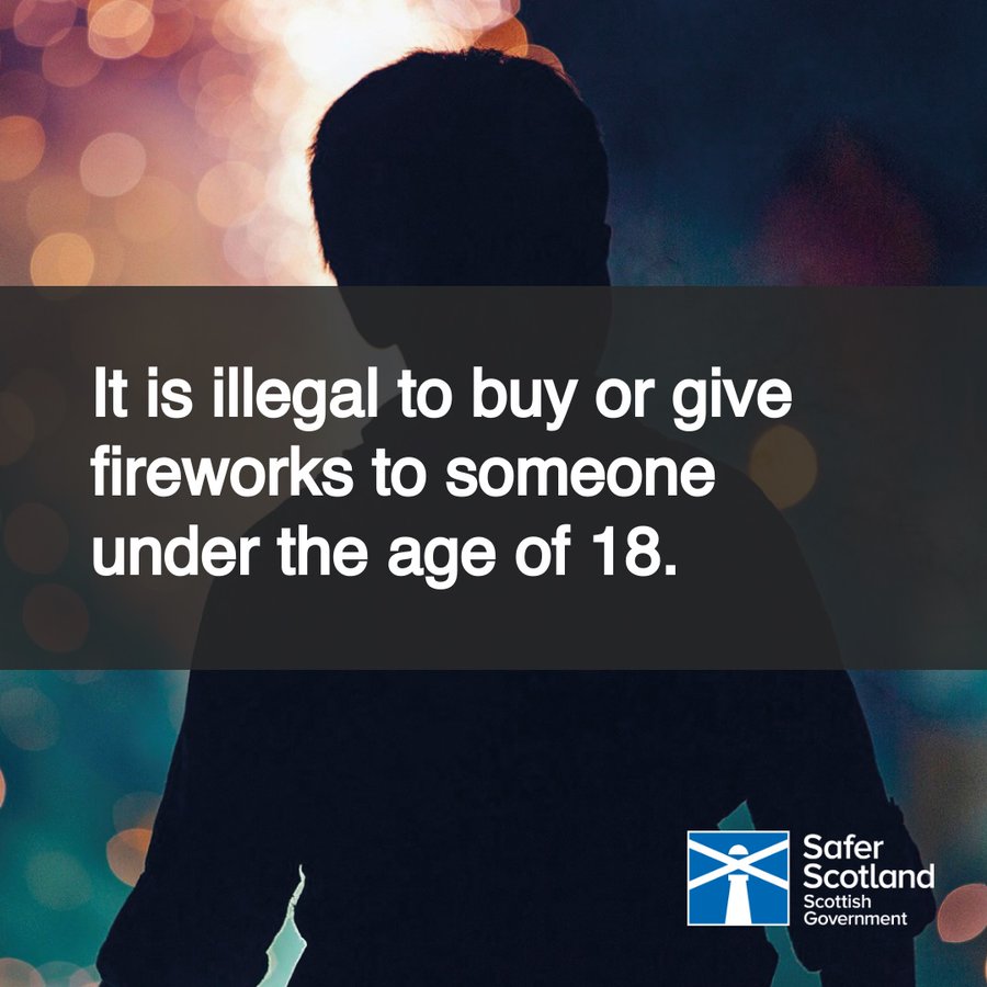 Remember, remember.. It is illegal to buy, attempt to buy, give or in any way make a firework available to someone under the age of 18, other than category F1 fireworks. More safety advice here: firescotland.gov.uk/outdoors/firew… #FireworkSafety