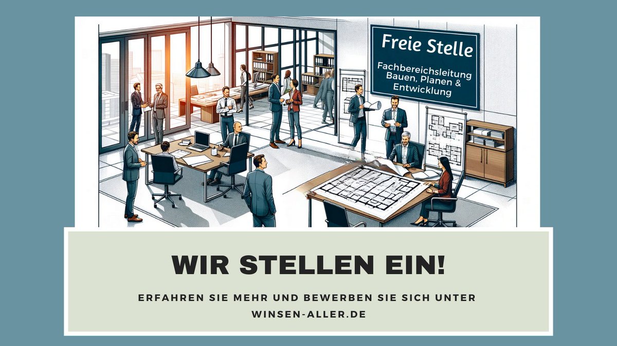 Stellenausschreibung: Leitung des Fachbereichs Bauen, Planung & Entwicklung. Fachliche Expertise und Führungsqualitäten gefragt. 
Alle Details unter: url.winsen-aller.de/2om

#Stellenangebot #Fachbereichsleitung #ArbeitenInWinsenAller #Verwaltung #Bauingenieur #Architektur