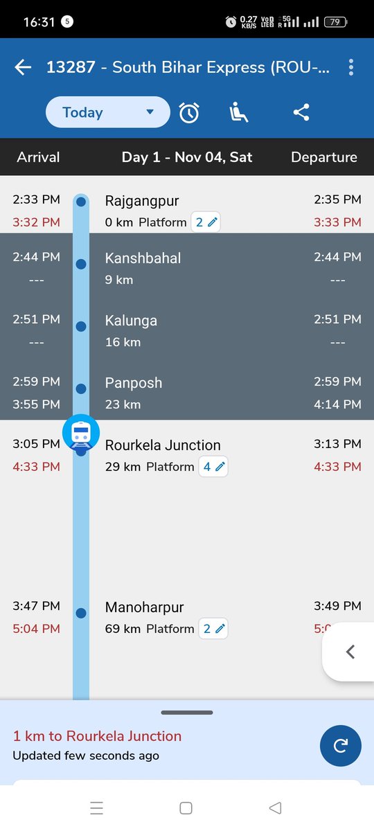 ManojMahakud3's tweet image. #South Bihar (13287) took more than 1 hr to reach Rourkela, panposh to Rourkela took more than 30 min
#Preference to Freight services always priority under ckp div
#Imagine how pathetic for passengers from rourkela to Tata as Ispat Exp also cancelled
@JharkhandRail 
@OdishaRail