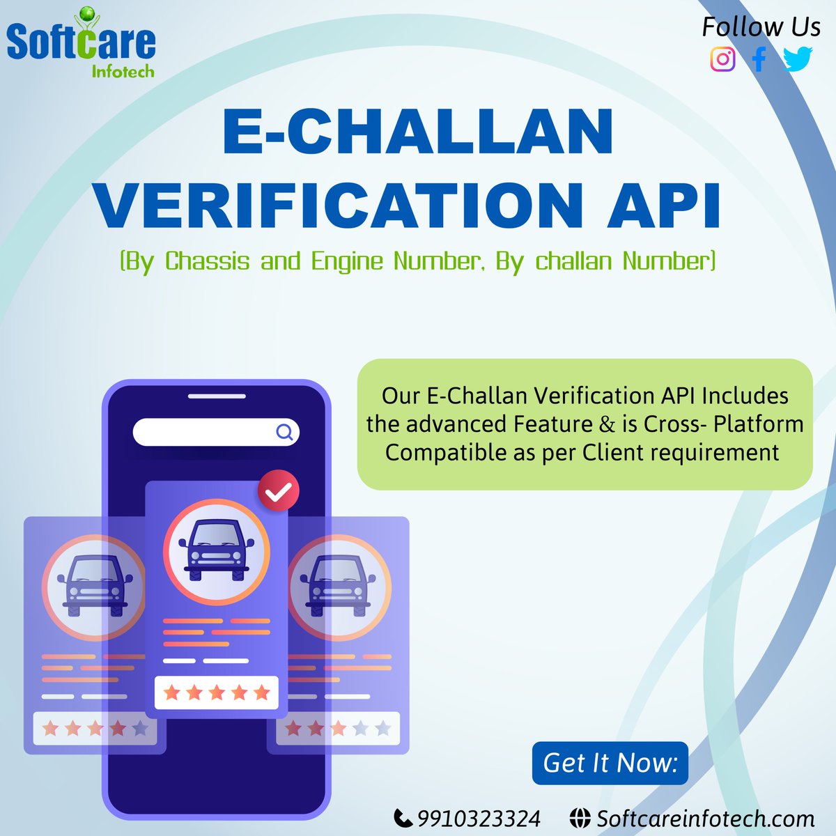 softcareinfotec's tweet image. Get E- Challan Verification API Simple & Easy Way to Verify Your Traffic Challan By Chassis and Engine Number, By challan Number with Softcare Infotech
Free Demo Call - +91-9910323324
Visit Here:- buff.ly/3i0LXMC
#verificationapi #echallanverificationapi