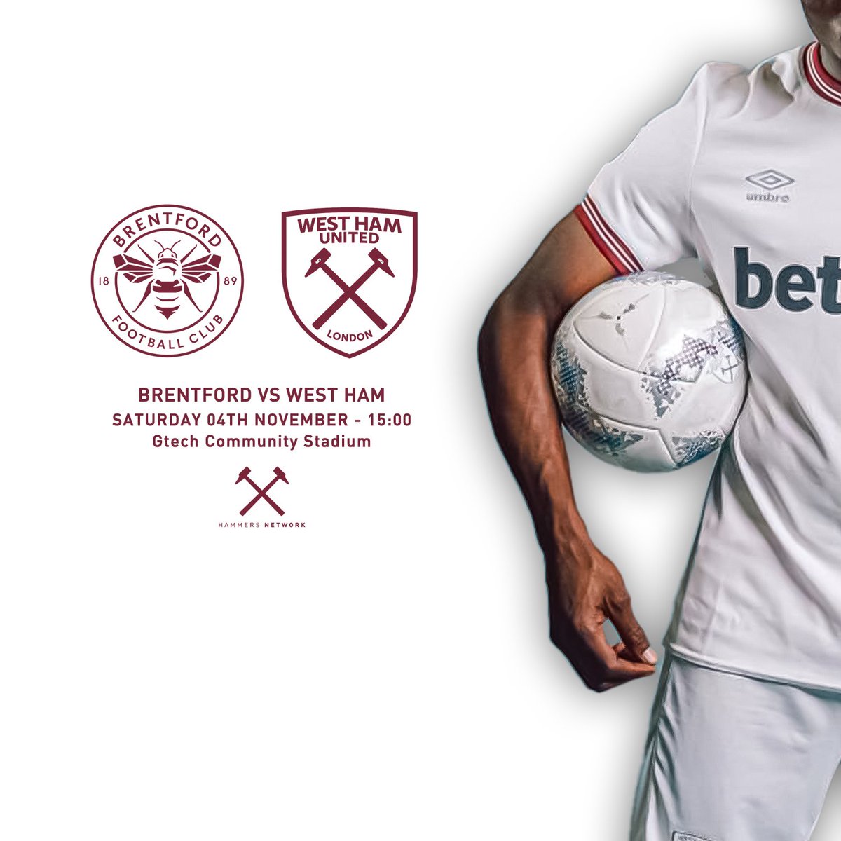 HammersNetwork's tweet photo. MATCHDAY!

🆚 Brentford
🏟️ Gtech Community Stadium
⏰ 15:00 BST
📺 Streams

COME ON YOU IRONS ⚒️ https://t.co/EGvRmE71Gr