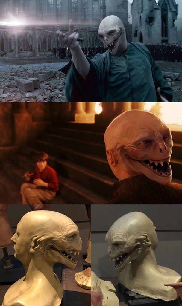 Lencyclopediste's tweet photo. Voici la conception originale de Lord Voldemort. Le réalisateur fut forcé de changer car  les producteurs pensaient que la première version aurait traumatisé les enfants. https://t.co/75aIlJ8zCZ