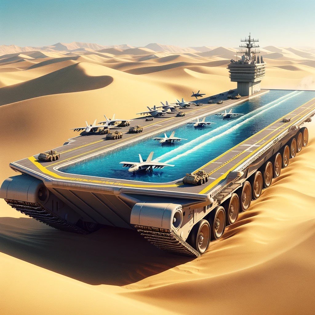 QuasarFortress's tweet image. New age aircraft carries for the desert! A similar image was actually made by someone and it was posted in NonCredibleDefence subreddit.
#ImageCreation #Dalle3 #dalle3art #ChatGpt