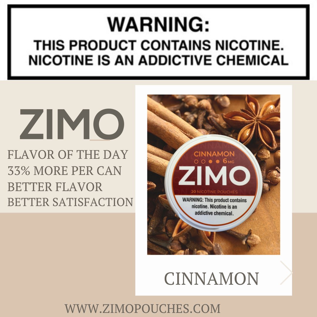 zimopouches's tweet photo. 📷🌟 Hey Zimo Fam! 🌟📷

Today's flavor of the day? Cinnamon pouches! 🌶️🔥 They're the perfect blend of sweetness and spice, giving you a burst of flavor that'll leave you wanting more. 😋👌

Did you know that Zimo Pouches have 33% more per can than our competitors? That means you get more bang for your buck and more pouches to enjoy! 💪💯

But it's not just about quantity, it's about quality too. Our better pouch design creates an incredible flavor experience and ensures your satisfaction with every pouch. No tobacco, just pure enjoyment! 🙌✨

And here's the best part: no messy spit cups laying around! Our non-spit pouches keep things clean and hassle-free. So you can enjoy your Zimo pouches on the go without any worries. 🚀🌈

Ready to try Zimo today? Head over to https://t.co/i8vIcgzq5h, https://t.co/Tdlje7gEXd, or now https://t.co/P7dnLjgBkZ to grab yours. Join our growing Zimo Family by reaching out to support@Zuluwholesale.com for all your wholesale needs. Together, let's give your valued customers a better value and a better product during these trying times. 💪🌟

#ZimoPouches #FlavorOfTheDay #CinnamonDelight #BetterPouchBetterFlavor #NoMessNoStress #tobaccofreelife #Zuluvape #OhmCityVapes #1OakWholesale