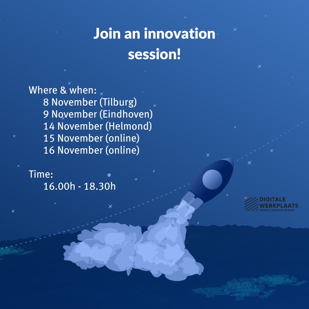 As partners of the Digitale Werkplaats, we are happy to share an opportunity to work on your company's future plans with the help of experts and students! Register for an innovation session at the Digitale Werkplaats! 🚀👩‍💼 More info @ jouwdigitalewerkplaats.nl #innovation