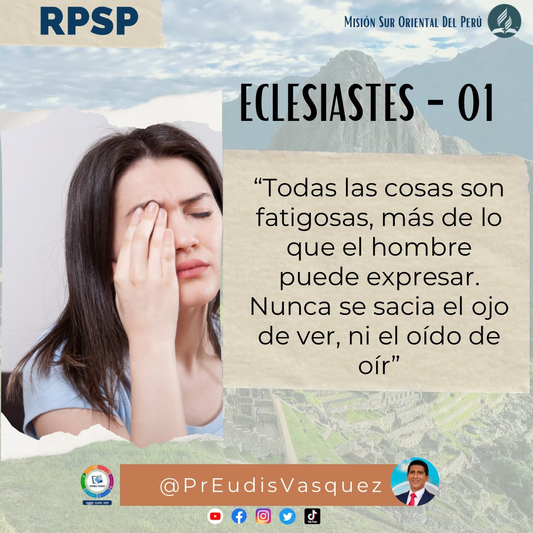 #Eclesiastes01 - Vanidades

“Eclesiastés es una conexión de dichos poéticos, proverbiales y narrativos; el autor afirma la ilusión y la vanidad de esta vida” 
 
#rpsp 
<a href="/PrCharlesBritis/">Charlles Britis</a> 
<a href="/AdventistasMSOP/">Adventistas MSOP</a> 
#PrimeroDios