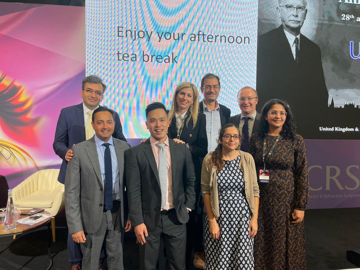 NanavatyMA's tweet photo. It was a great session on the worst corneal case of the year at @UKISCRS! Thanks to my co-moderators Navpreet Dhillon and Johnson Yan Ning Neo and to all the presenters David Lockington; Indy Sian; Panagiotis Georgoudis; @dr_ritika_eye; Artemis Matsou; Sorcha Ní Dhubhghaill! https://t.co/BnekeY0IgE