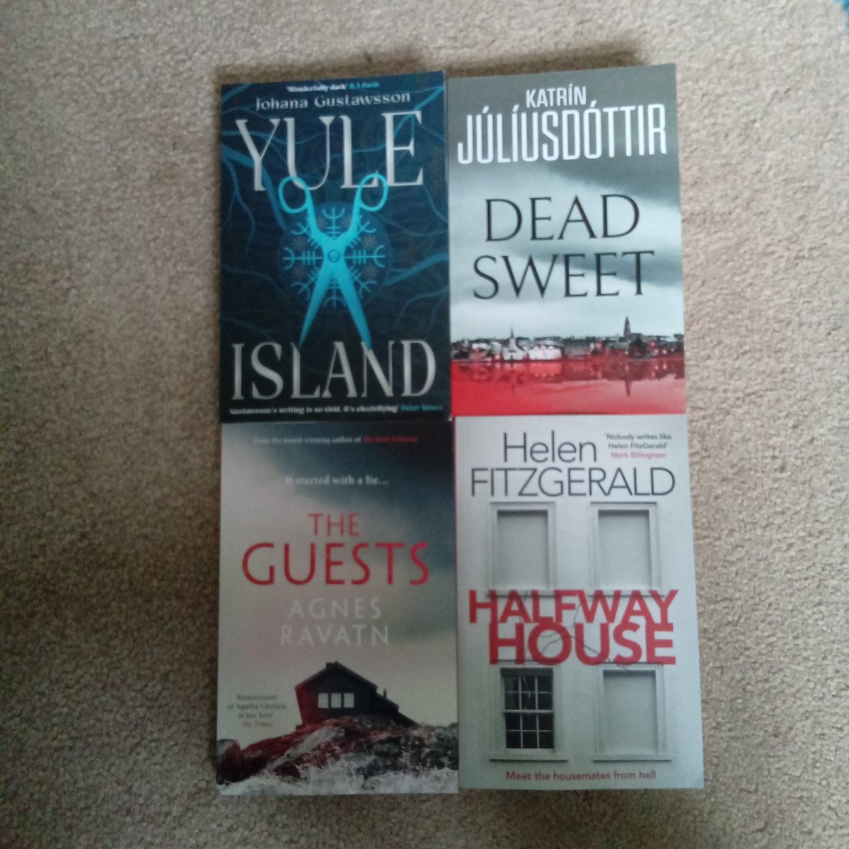Many many thanks to @OrendaBooks for my wonderful selection of proofs. I can't wait to start reading them. #YuleIsland and #DeadSweet are published in December and #HalfwayHouse and #TheGuests in January.