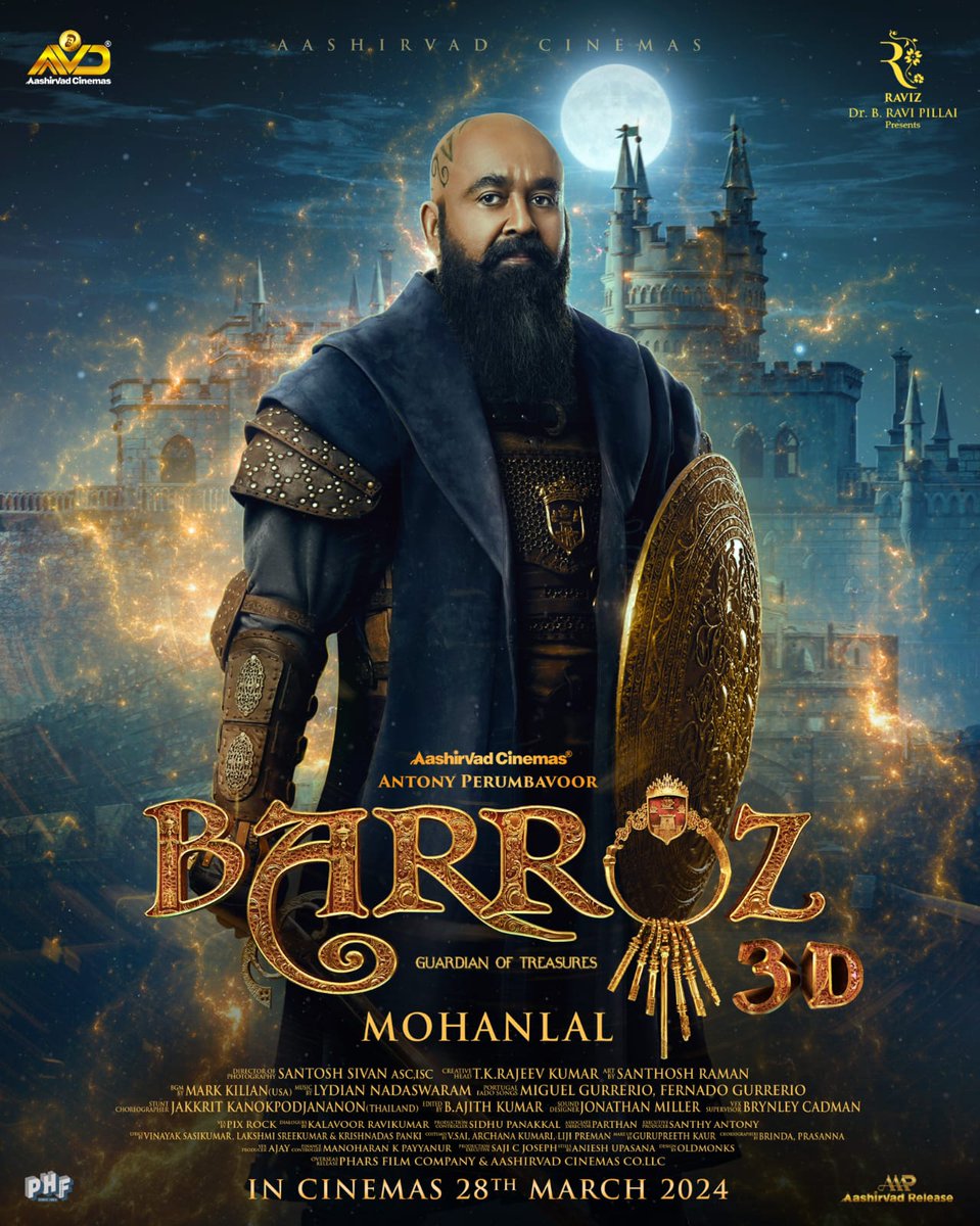 It's Official :

#Barroz in cinemas on 28th March 2024..!! 

#BarrozOnmarch28th
#Barroz3D #Mohanlal