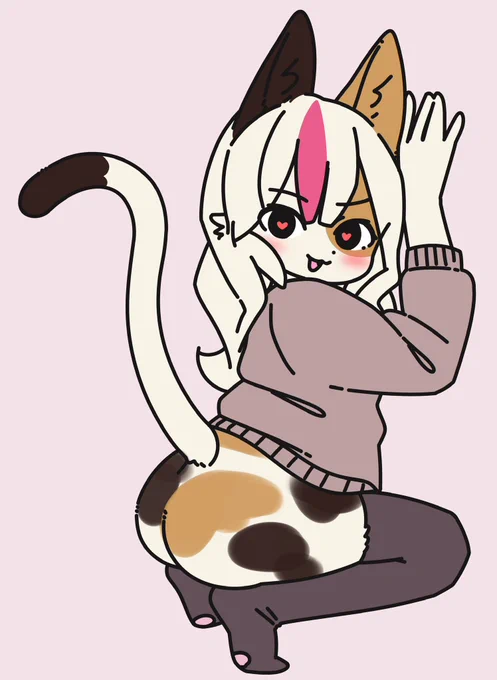 息抜きに描いた三毛猫ちゃんのおしり