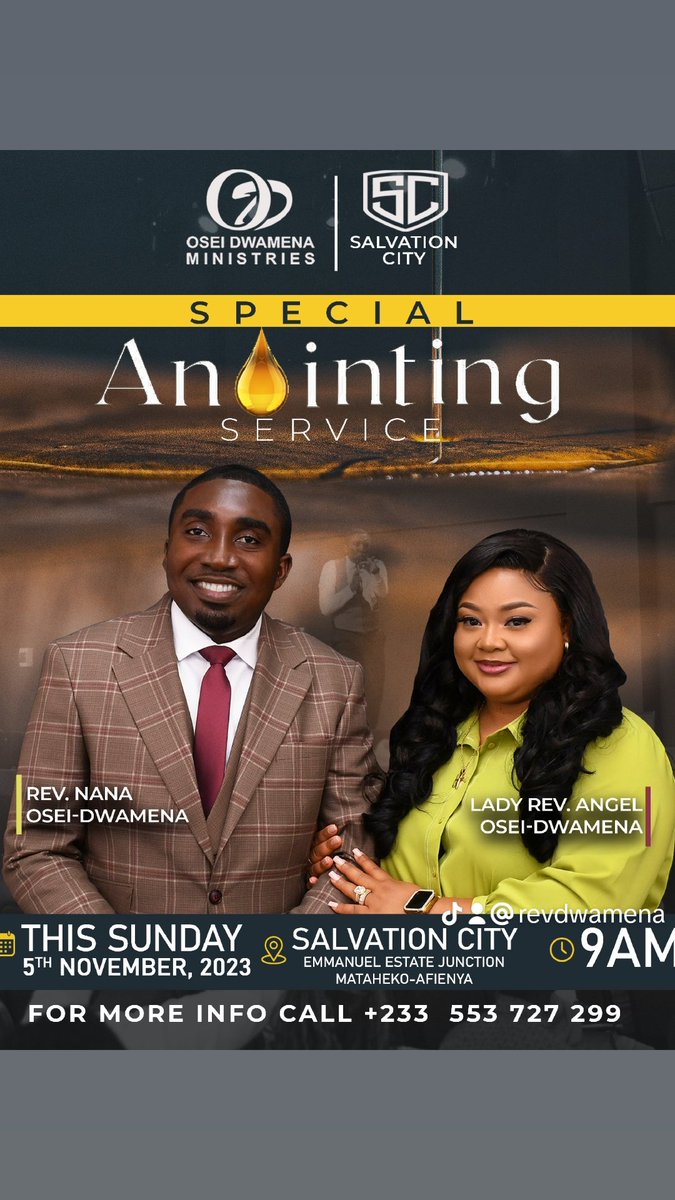 RevDwamena's tweet photo. Rev. Nana Osei-Dwamena will be anointing everyone personally tomorrow Godwilling. Believe you me, lives will be transformed, and many will TESTIFY after this service. Come along with all family members, friends and colleagues. SHARE THIS FLYER TO INVITE SOMEONE. Glory to God! https://t.co/ZLR0HpI5pB