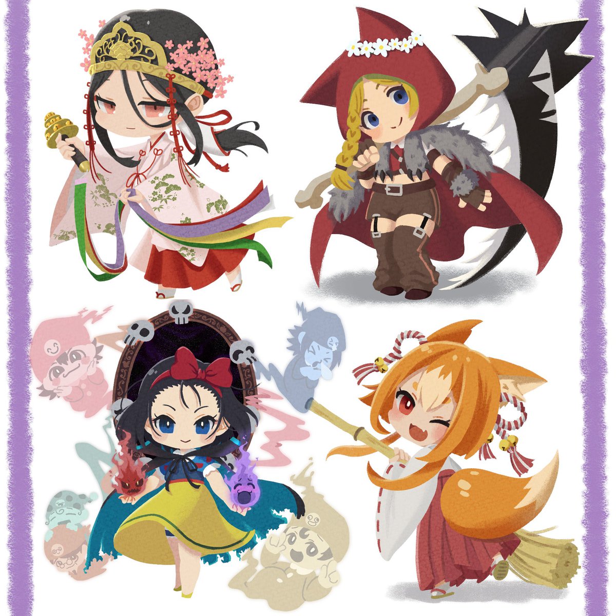 三連休はフォロワーさんが増えるらしい 主線なしのSDイラストを描かせ