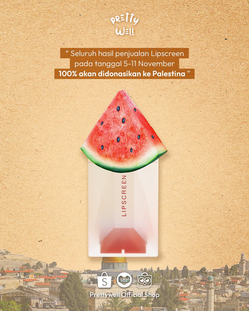 prettywell_co's tweet photo. Prettywell akan melakukan campaign donasi untuk Palestina ✨

Semua keuntungan penjualan Lipscreen pada tanggal 5-11 November 2023 akan didonasikan 100% ke Palestina

#WeStandWithPalestine #FreePalaestine https://t.co/LIhcNKNr3W
