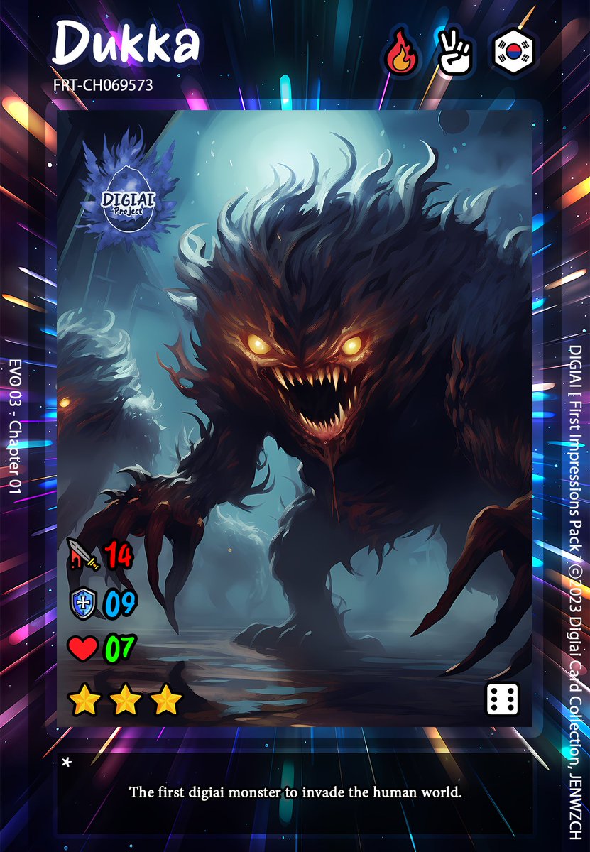 DigiaiProject's tweet image. It has begun : [First Impressions Pack] ⓒ2023 Digiai Card Collection, JENWZCH opensea.io/DIGIAI #digiai #NFT #NFTS #NFTs #NFTcollection #NFTdrops #NFTs #OpenSeaNFT #opensea #NFTcollectibles #NFTCommunity #NFT #NFTartist #OpenSeaNFT #opensea #midjourney #digimon #pokemon