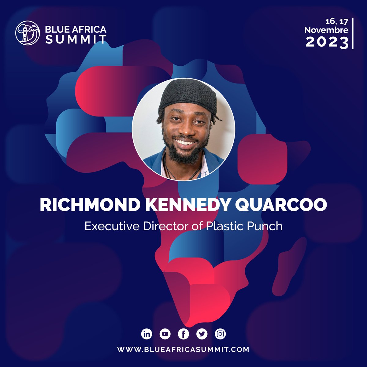 BAfricaSummit's tweet photo. ✅ We will have the honor of having Richmond Kennedy Quarcoo ,Founder, Plastic Punch, Ghana, among our speakers at the first edition of the Blue Africa Summit in Tangier, Morocco. 🌊 https://t.co/W0zHi2TBeV