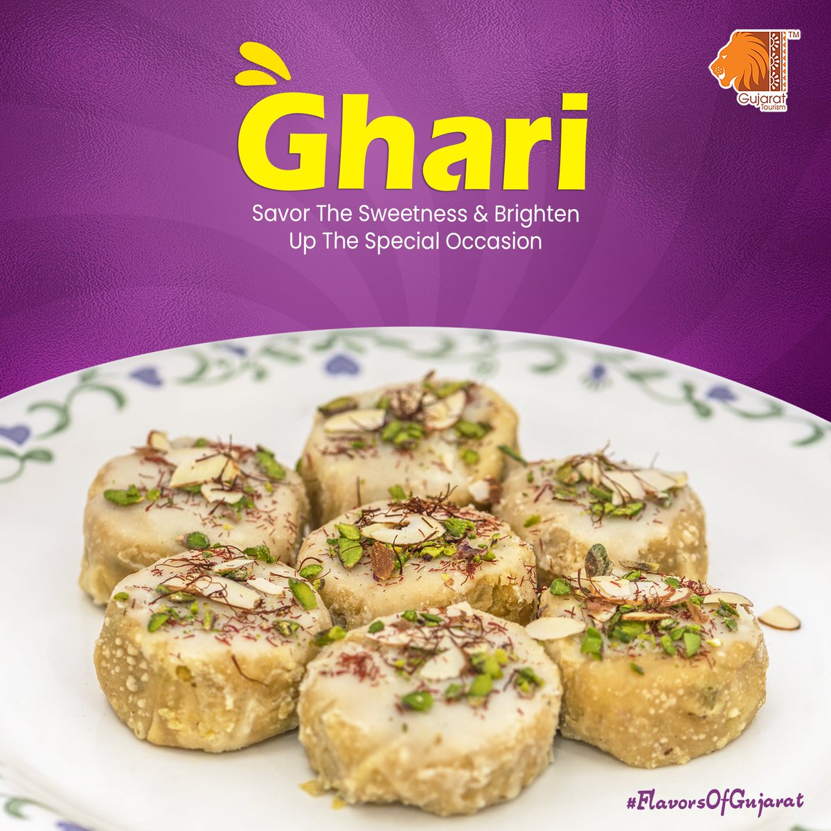 Indulge in the irresistible flavors of Ghari. This delectable sweet treat from Surat is made from refined flour, ghee, mawa, and aromatic spices to create a melt-in-your-mouth experience. 

#gujarattourism #gujarat #incredibleindia #foodheritage  #ghari #foodphotography #Foodie