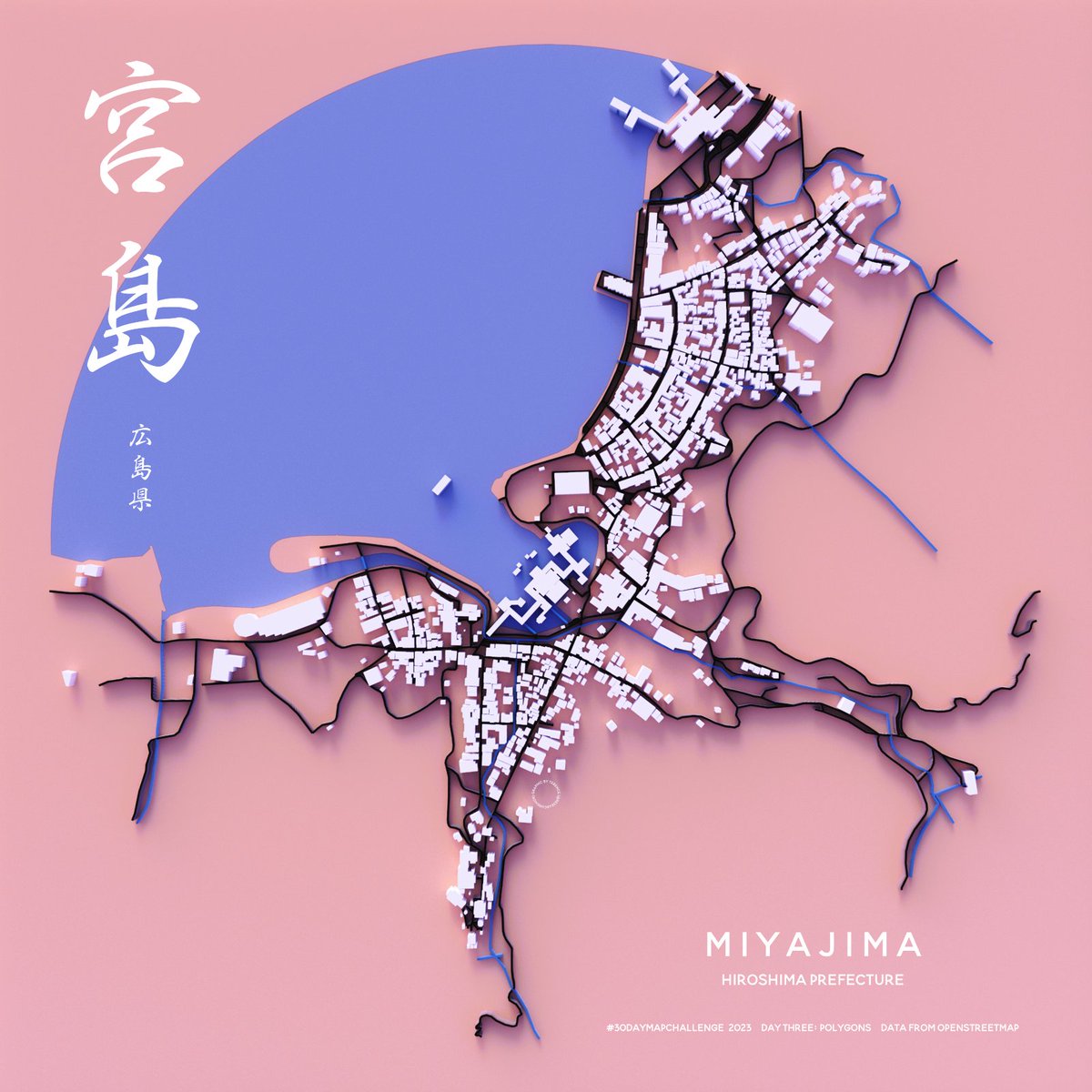 Meant to share this last night for another contribution to #30DayMapChallenge, Day 3 Polygons but passed out—a building map of Miyajima, Hiroshima Prefecture, Japan. I love how we can see Itsukushima Jinja, which was closed for restoration when I visited last year.