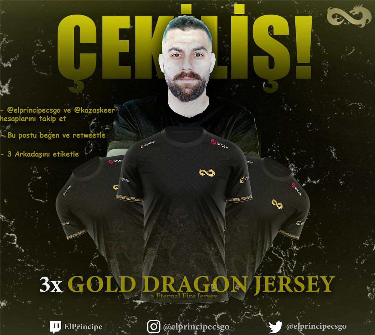 Yeni çekiliş vakti 🥳🥳
3 adet EF FORMASI veriyoruz 🙂
Katılım şartları ;
* <a href="/elprincipecsgo/">Kadir Sivri</a> ve <a href="/kazaskeer/">KansuGavri #forTRcs</a> hesaplarını takip et.
* Tweeti RT ve FAV et.
* 3 arkadaşını etiketle. 
* Herkese bol şans 🥳🥳
Kazananlar 20 Kasım tarihinde açıklanacaktır !