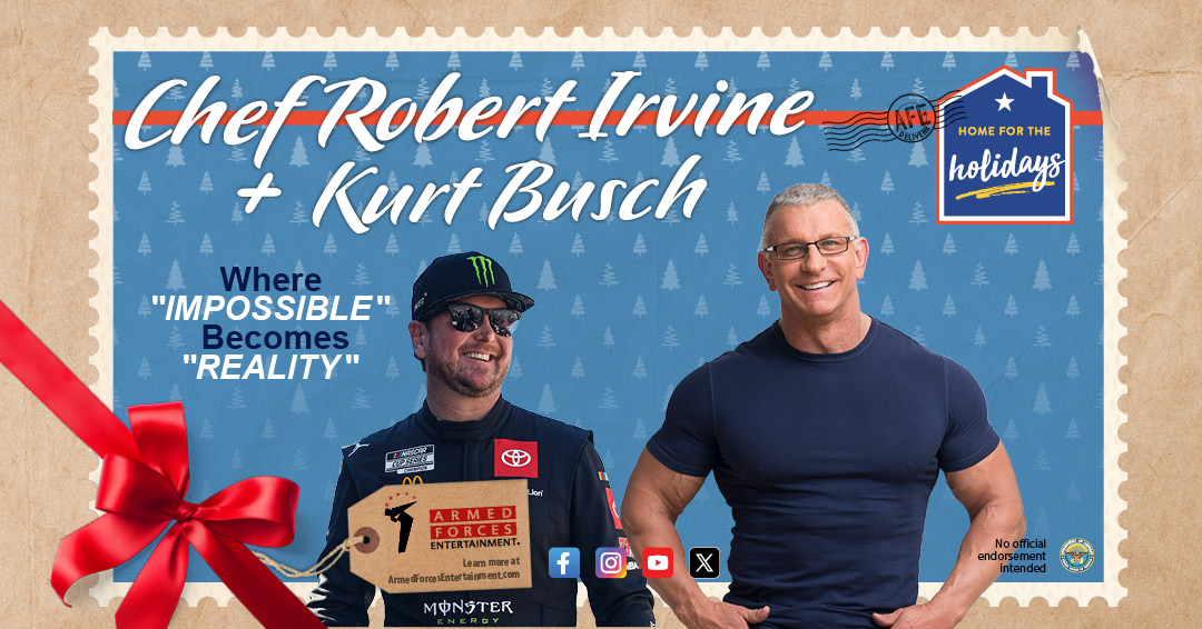 Meet chef, author, entrepreneur, and television host Robert Irvine and NASCAR legend Kurt Busch as they tour the WHEM region this December! Check out the AFE website for more tour information: armedforcesentertainment.com/upcoming-tours…