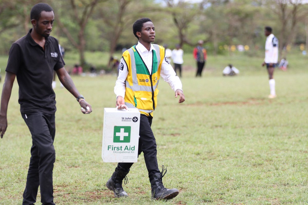KenyaVarsity's tweet photo. Our athletes are in safe hands. 
Thank you @StJohnKenya 🫡🤝

#MindfitiGameFiti 
#VarsityLeague https://t.co/cedVRQhve5