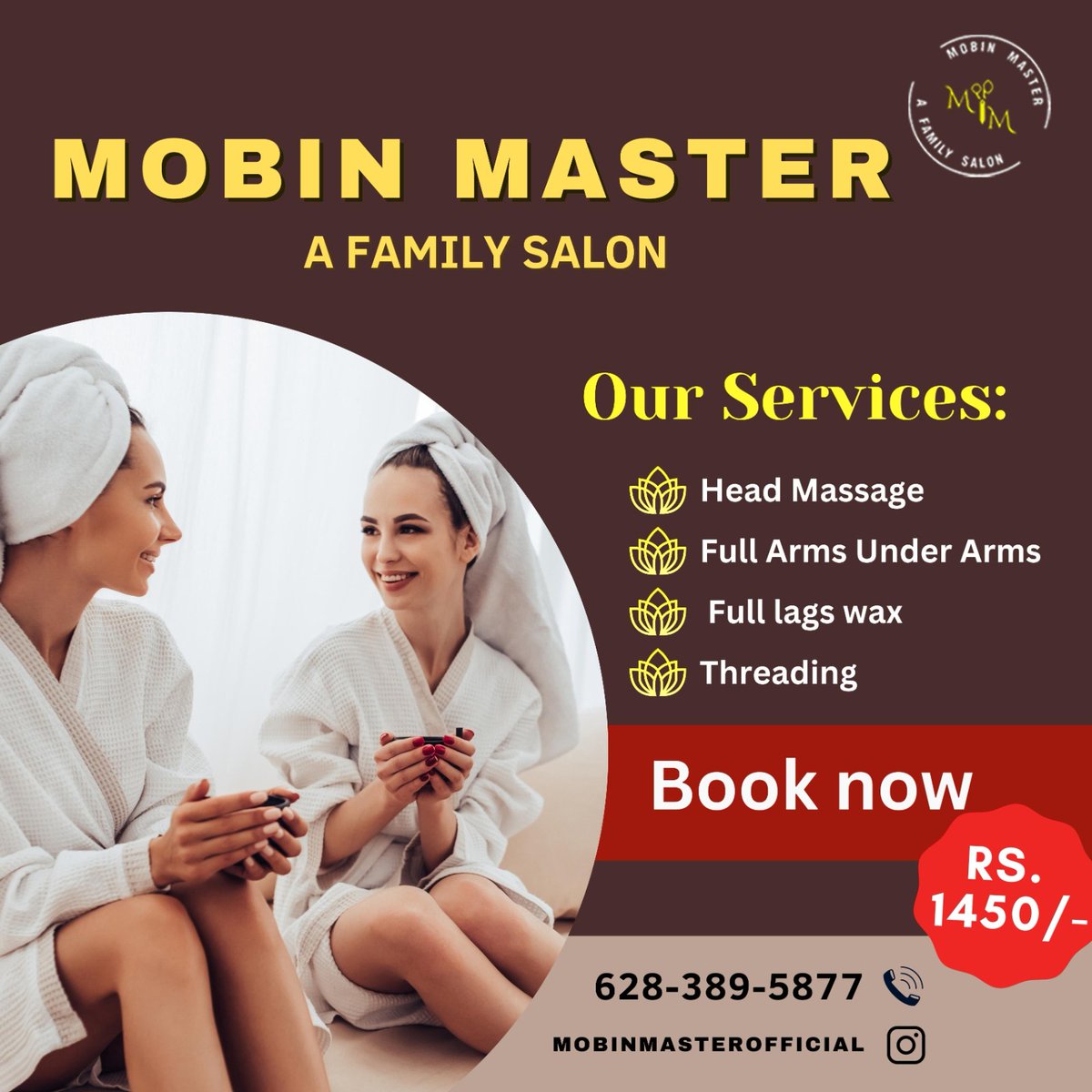 🌟✂️ Unleash Your Inner Beauty with Mobin Master's Family Salon! ✂️🌟

🌟 Book an appointment with us and experience:

📞 Call us at 6283895877

#MobinMasterSalon #FamilySalon #BeautyServices #GroomingExperts #BeautyTherapy #HairAndBeauty #PamperingSession #LookAndFeelGreat