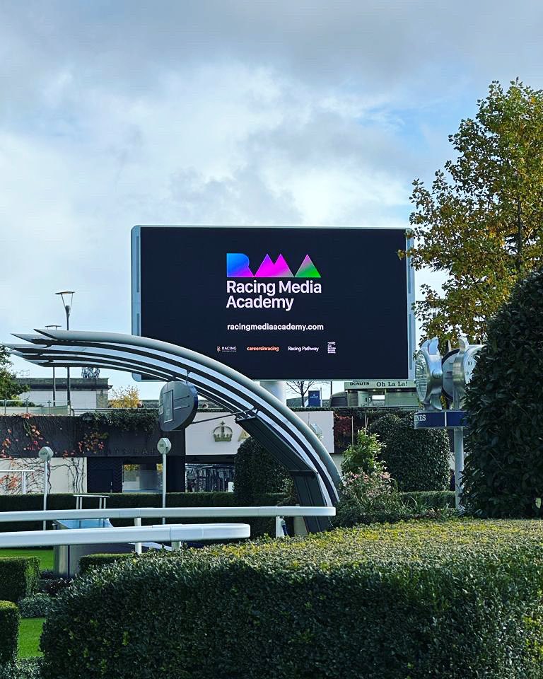 RacingMediaAca's tweet photo. Great to see our amazing video put together by our cadets and @EquineP playing out on screens today @Ascot ❤️

Applications are now open for the class of 2024. 🤩

Link in bio ⬆️ https://t.co/5YFIwJfwLO