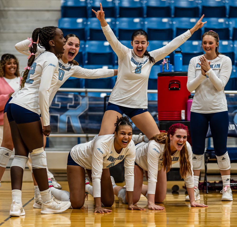 rhodyvball's tweet photo. Game day!!! Last home game today in Keaney against Dayton at 1pm. See you there!! 🩵🐏 #gorhody https://t.co/mYKnnX6Hck