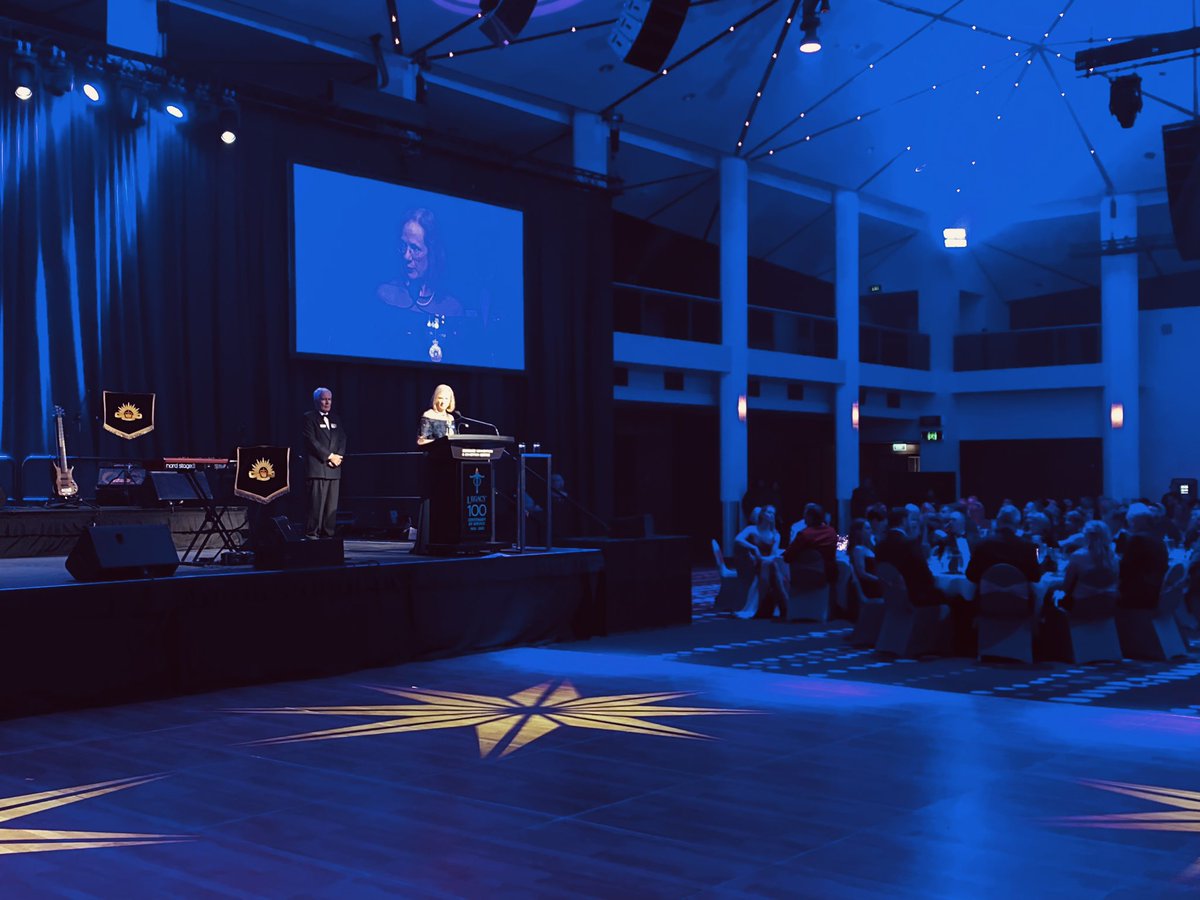 QldGovernor's tweet photo. The Vice-Regal couple, joint Patrons of Legacy Club of Brisbane, attended the 2023 Legacy Gala Dinner @BCEC_Brisbane. @legacycares is celebrating 100 years of service to veterans and their families. https://t.co/JJv2oM1mF9