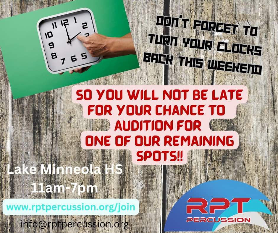 Still have a few spots left to fill in battery,front and visual. Register at rptpercussion.org/join  for info on what is available message at info@rptpercussion.org

#ffcc1985 #wgipercussion #yamahamusicusa  #promarkdrumsticks  #evansdrumheads  #SabianCymbals #t #styleplus_band