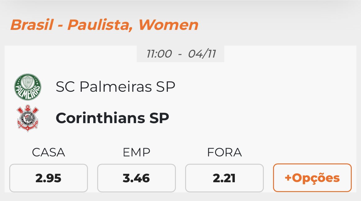 Bom dia pessoas lindas 🖤🤍

Que saudades que eu estava de ver as brabas 🥰
Daqui a pouco tem clássico pela semi do Paulista entre Palmeiras e Corinthians em Jundiaí! 
Para quem estiver confiante e quiser fazer aquela fezinha vou deixar meu link do <a href="/apostaganhabet_/">Apostaganha.bet.br</a> e com ele a 1ª